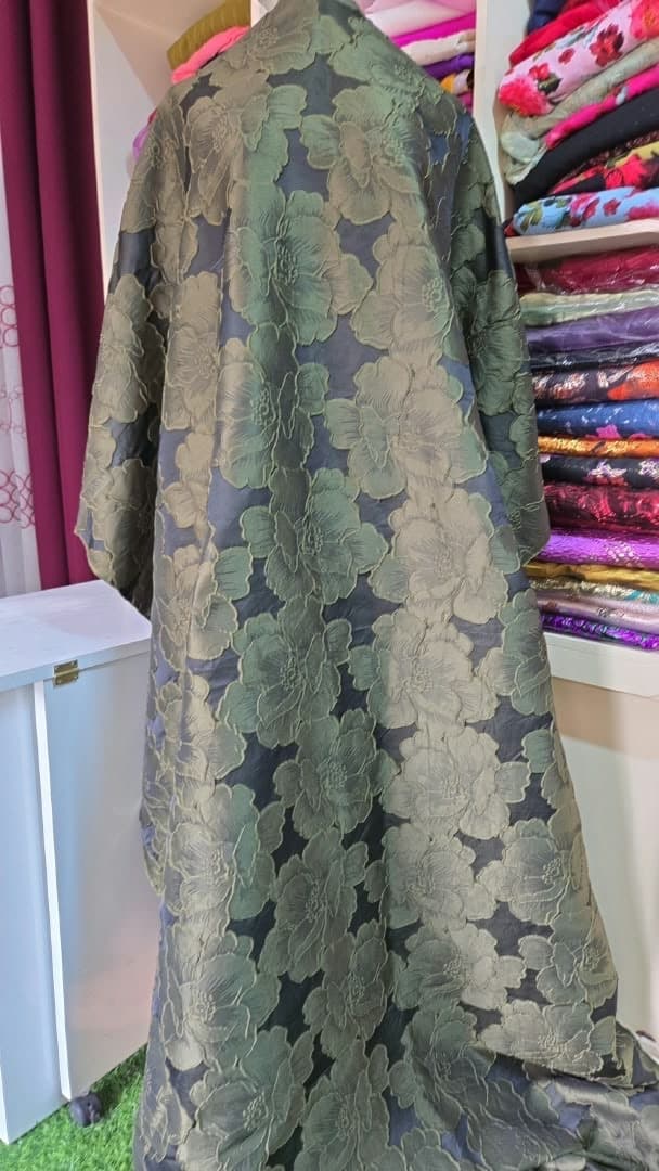 Olive Bloom — Embossed Floral Jacquard Brocade — image 1