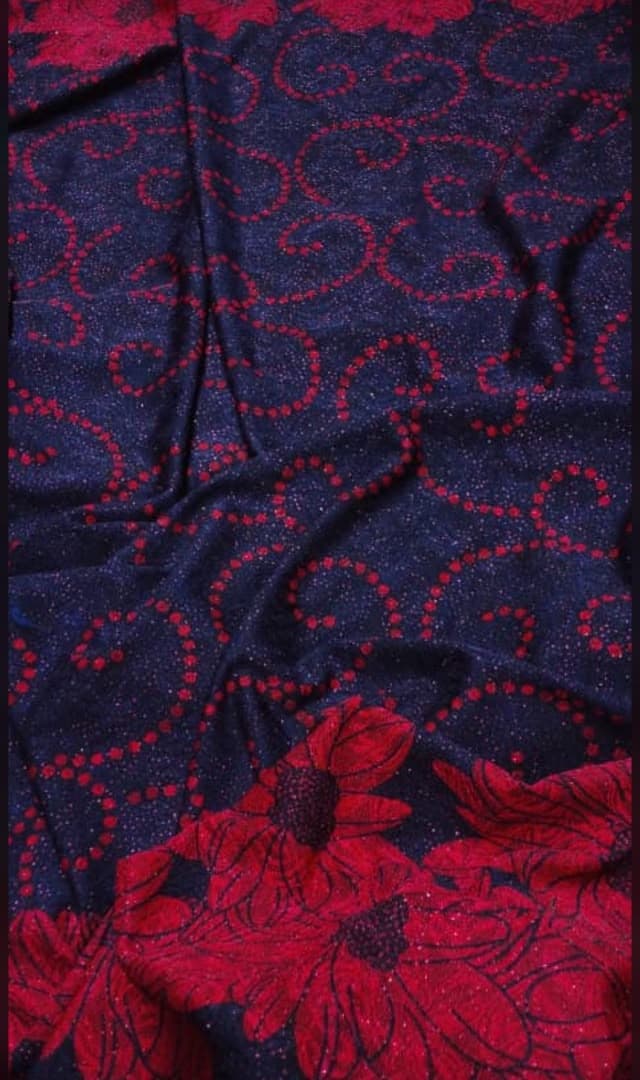 Two-Tone Glitter Net Lace — Floral Border Design