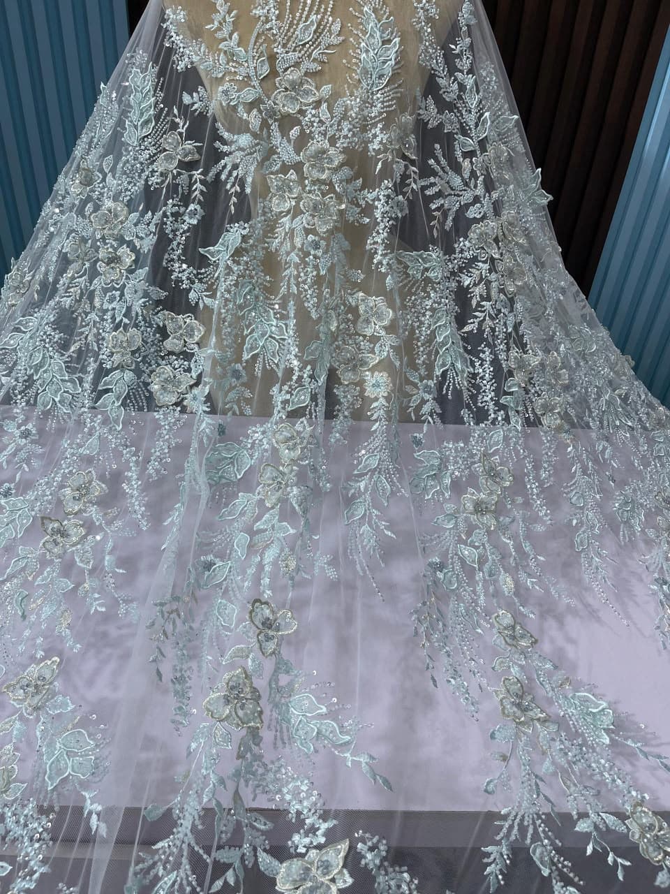 3D Floral Beaded Bridal Tulle Lace